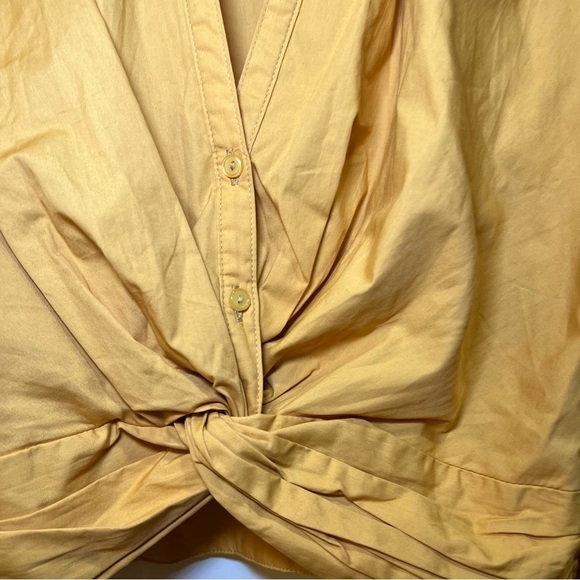 Anthropologie Sunday In Brooklyn Twist-Front V-Neck Blouse In Gold Medium - Picture 5 of 13